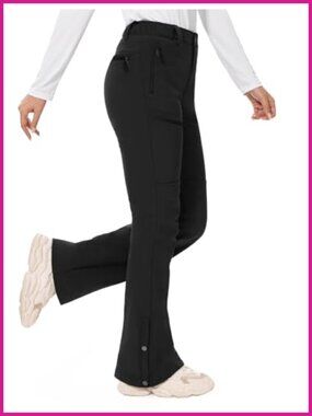 Fleece Lined Water Resistant Flare Ski Pants Winter Snowboard Pants